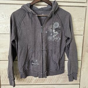 Disney Parks Disneyland Womens Mickey Mouse Zip Up Hoodie Raw Hem